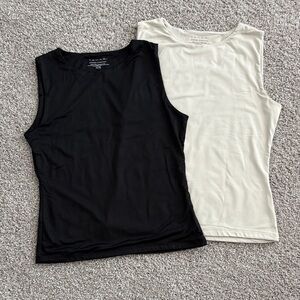 Tahari Black and Cream Tank Tops